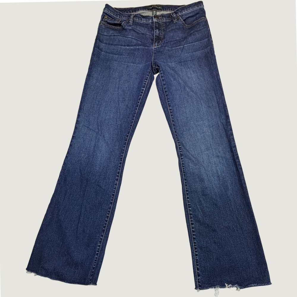 Lauren Ralph Lauren Jeans Womens 10 Dark Wash Raw Hem Bootcut Stretch Denim - Picture 3 of 11